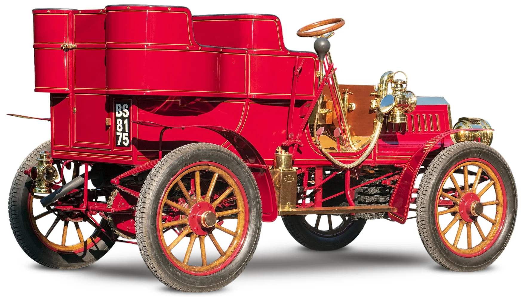 Brennan 14/18HP Twin Cylinder Five Seater Rear Entrance Tonneau '1904 вид сбоку под углом