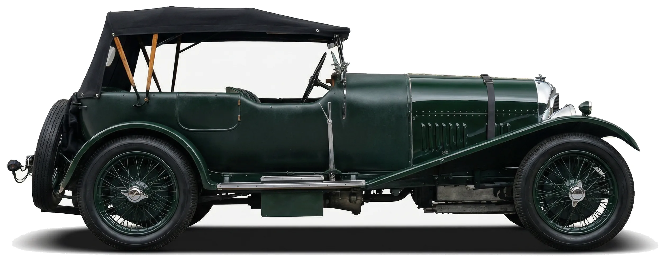 Bentley 3 Litre Red Label Speed Model 1924 — ретро авто — белый фон — вид сбоку