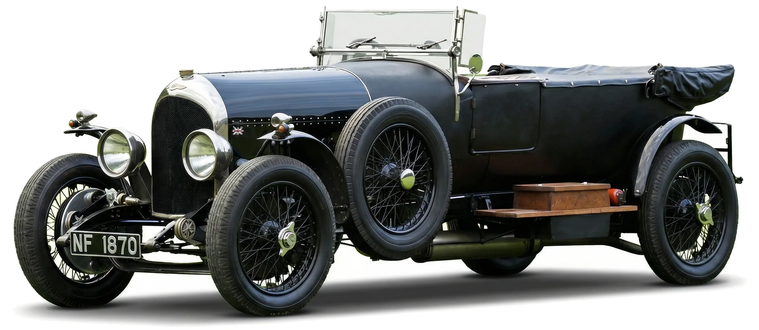 Bentley 3 Litre Vanden Plas Style Tourer 1927 — ретро авто — белый фон