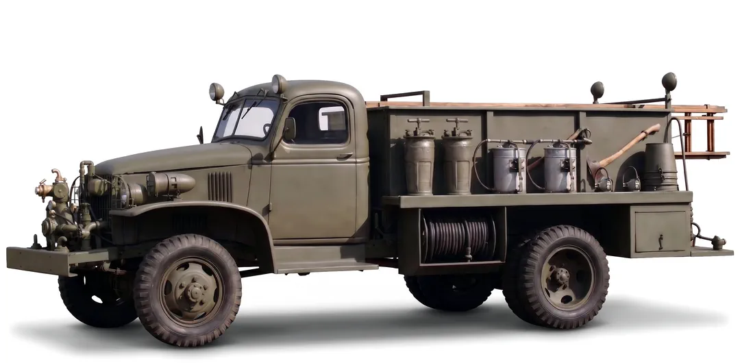 Chevrolet G506 Class 325 Fire Truck 1943 — пожарная машина — белый фон