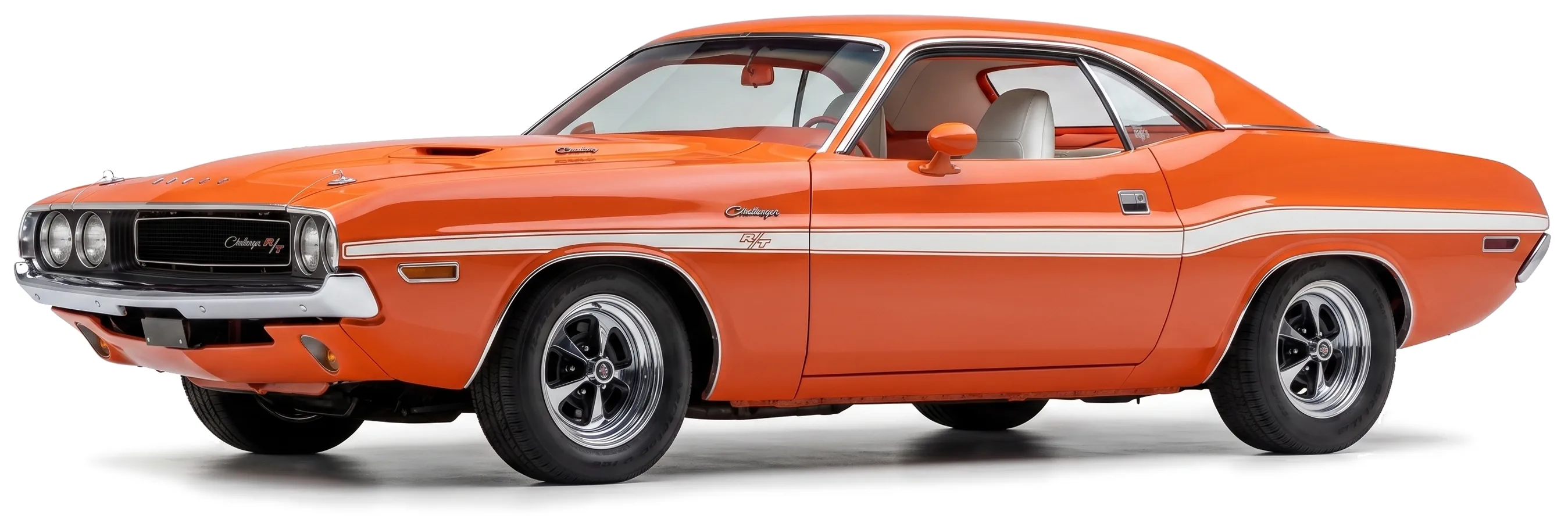 Dodge Challenger R/T Coupe 1970 — спорткар — белый фон