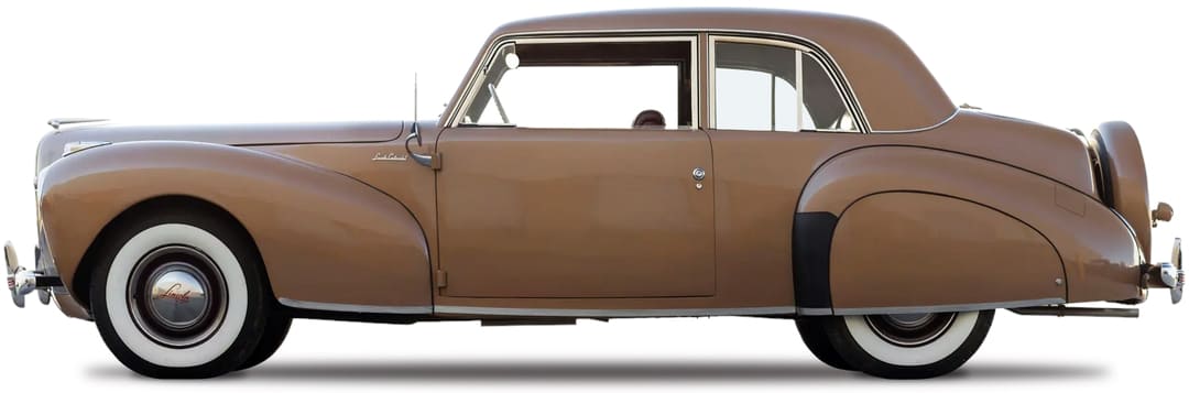 Ретро автомобиль Lincoln Continental Club Coupe '1941 года, вид сбоку