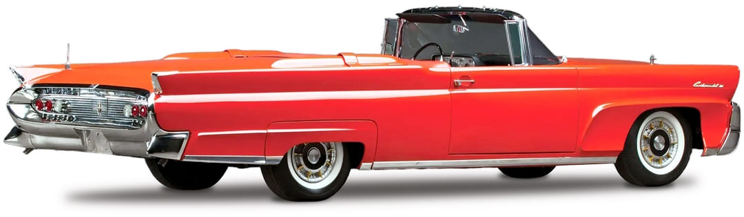 Ретро кабриолет Lincoln Continental Mark III Convertible (68A) '1958 года, вид сбоку