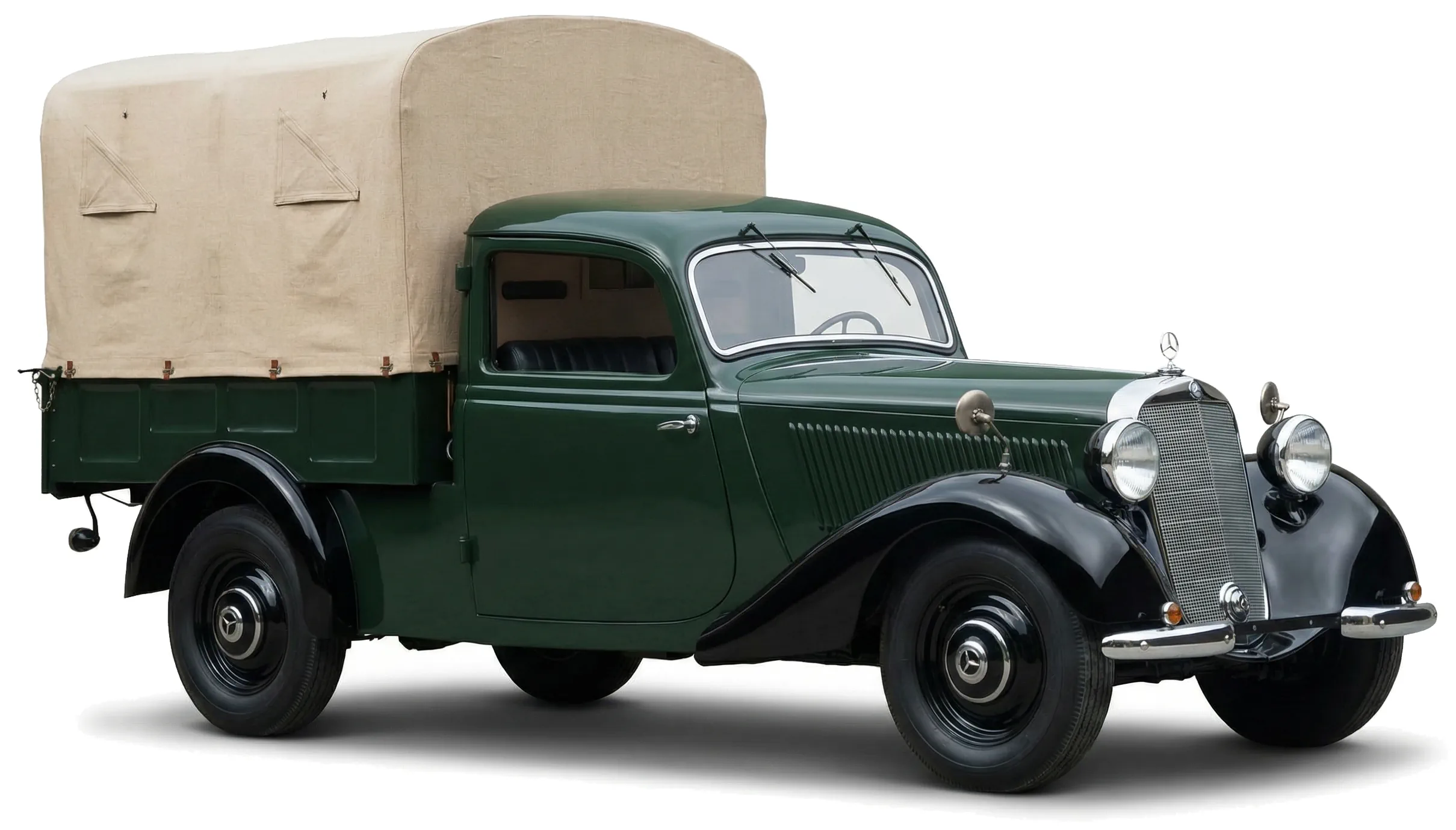 Пикап Mercedes-Benz 170 V Pritschenwagen (Bm.136.015) '1947–49, вид спереди под углом