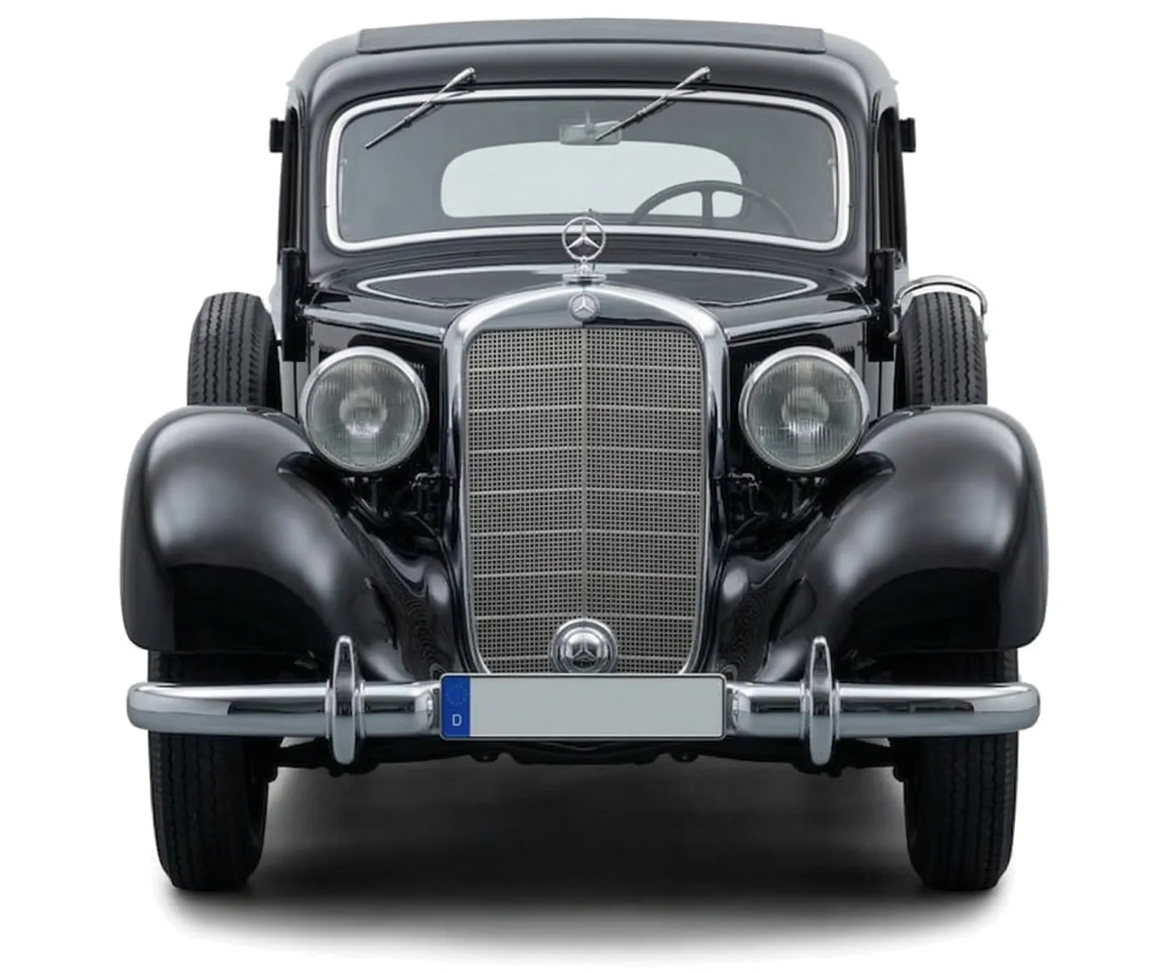 Mercedes-Benz 260 D Pullman Limousine (W138) '1937–40 на белом фоне, вид спереди