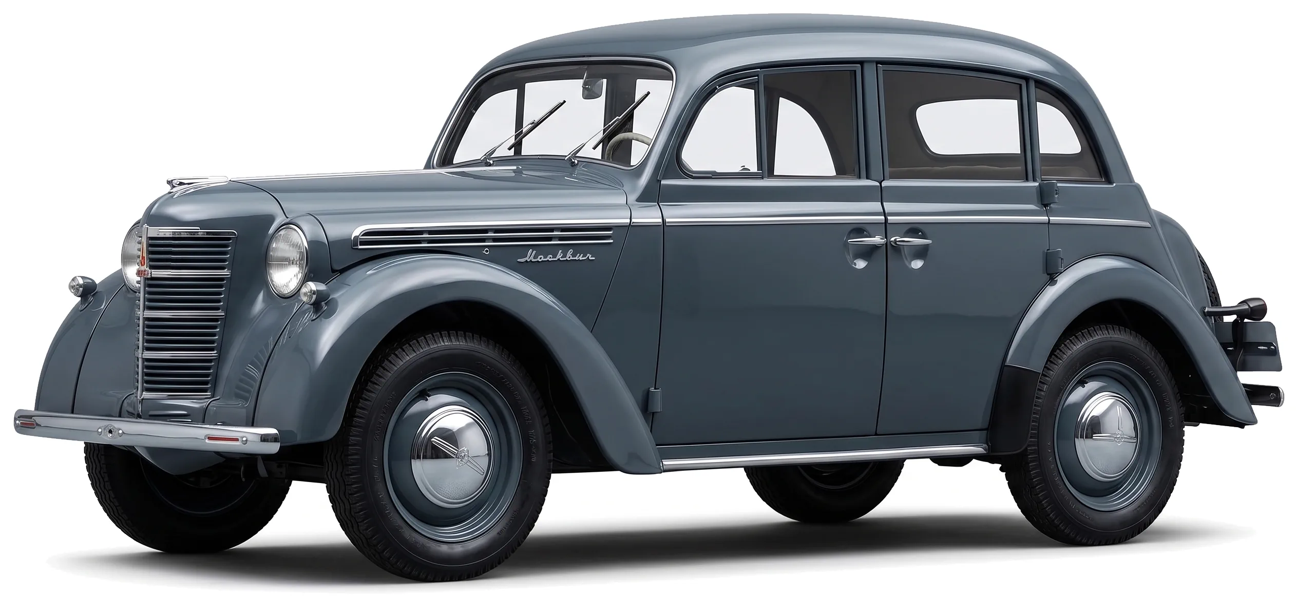 Москвич-400-420 1946 — ретро седан — белый фон