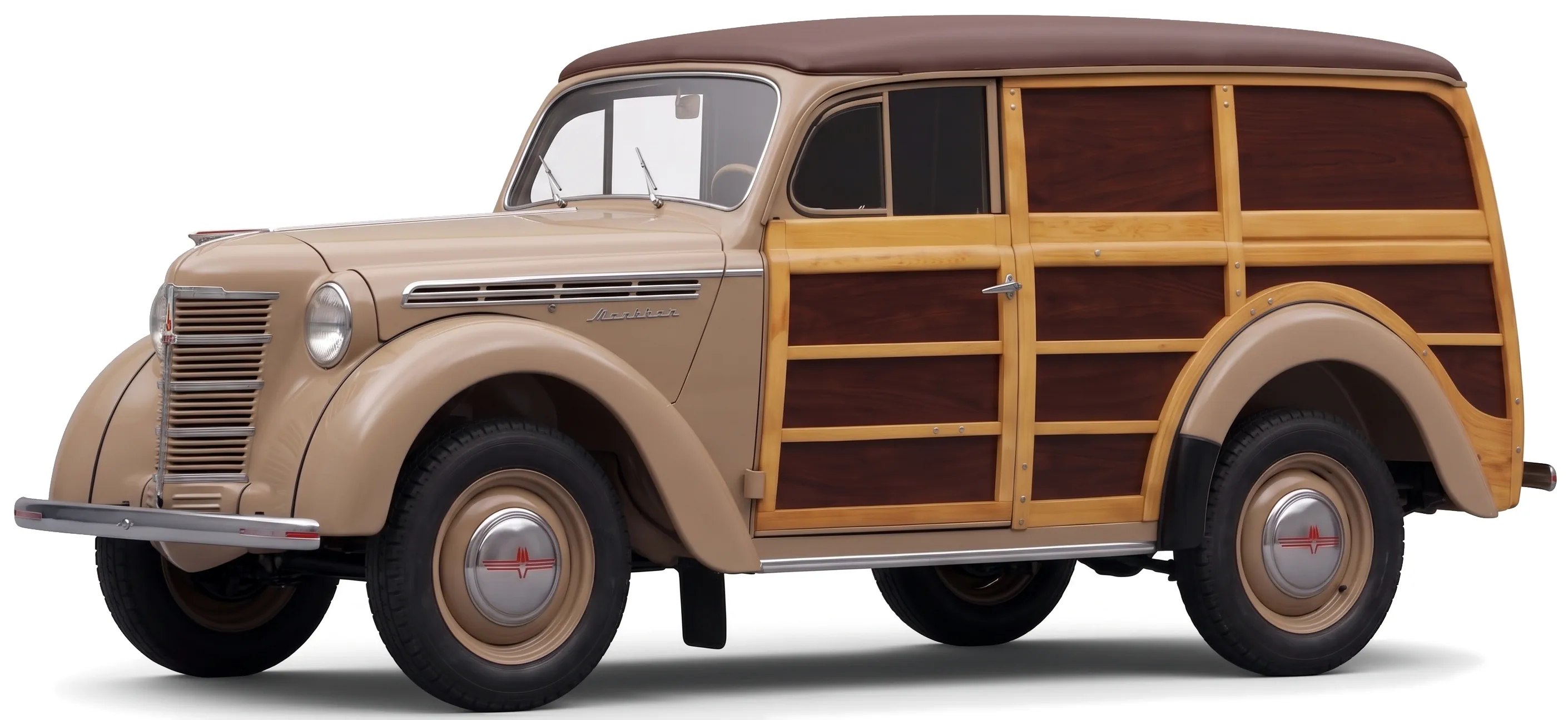 Москвич-400-422 1947 — ретро фургон — белый фон