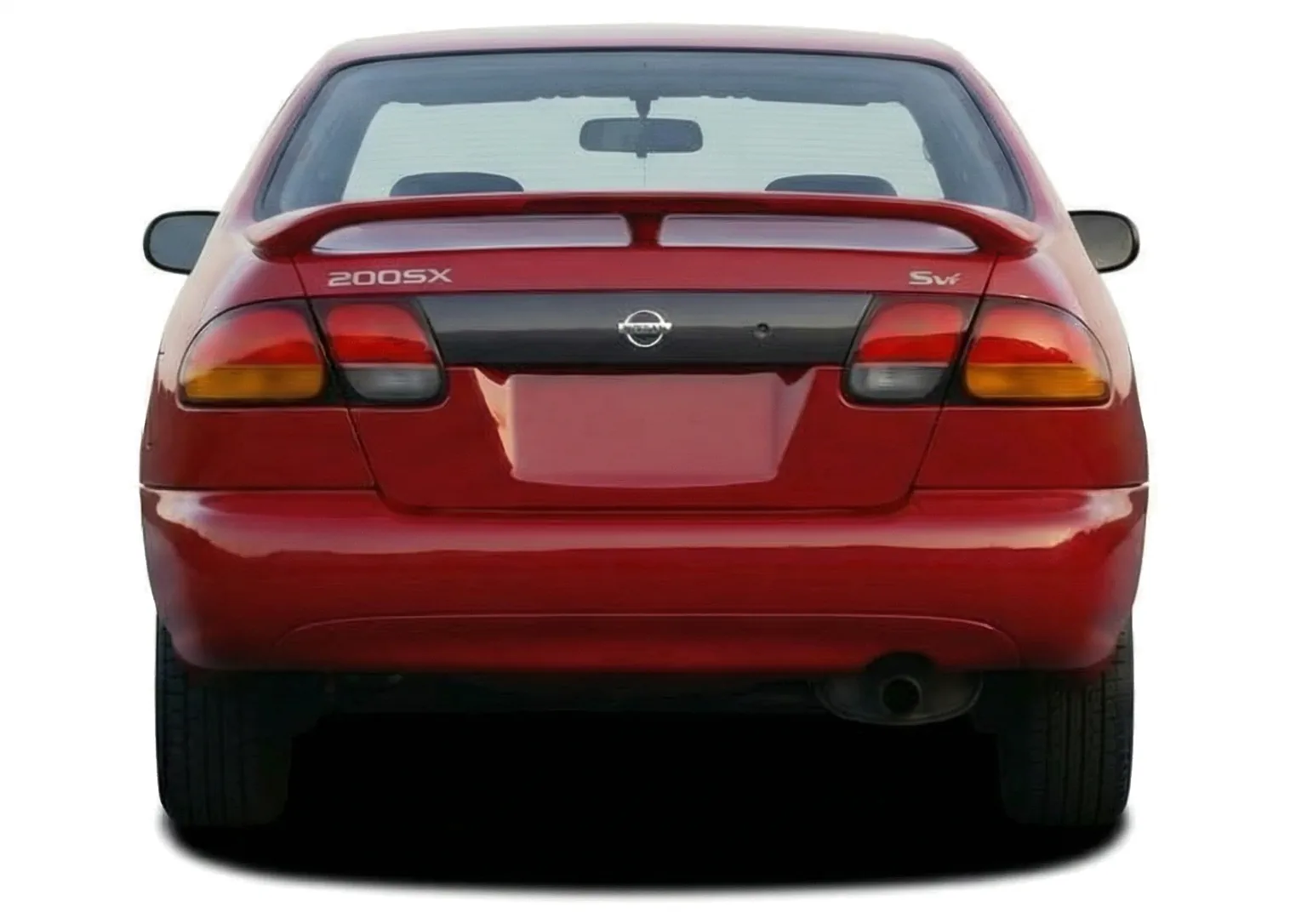 Спорткар Nissan 200SX SE (B14) '1997–98 на белом фоне, вид сзади