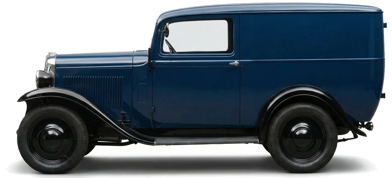 Автомобиль Opel 1,1 Liter Kastenwagen (1196) '1938–40 вид сбоку на белом фоне