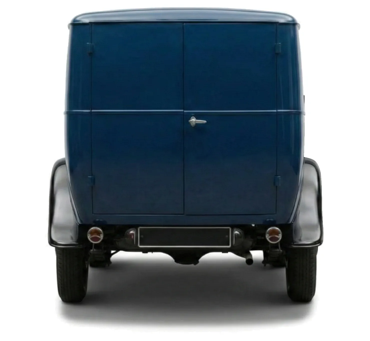 Автомобиль Opel 1,1 Liter Kastenwagen (1196) '1938–40 вид сзади на белом фоне