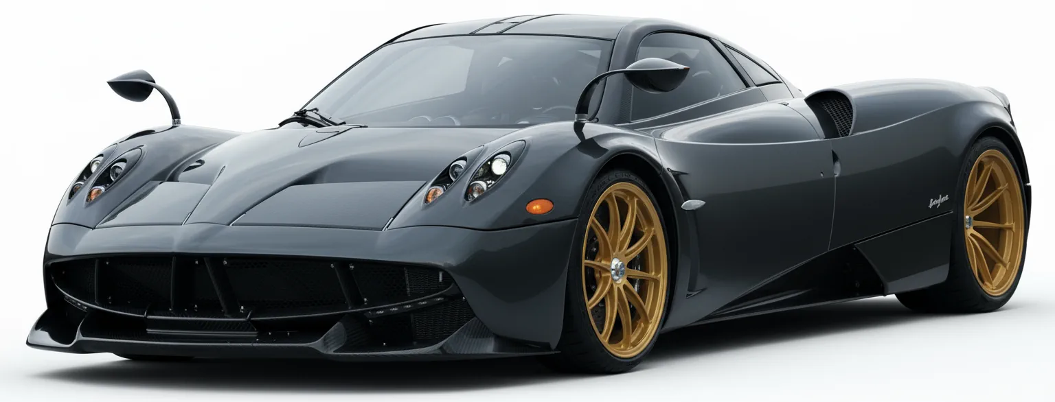 Итальянский спорткар Pagani Huayra Pacchetto Tempesta '2016 года, вид спереди под углом