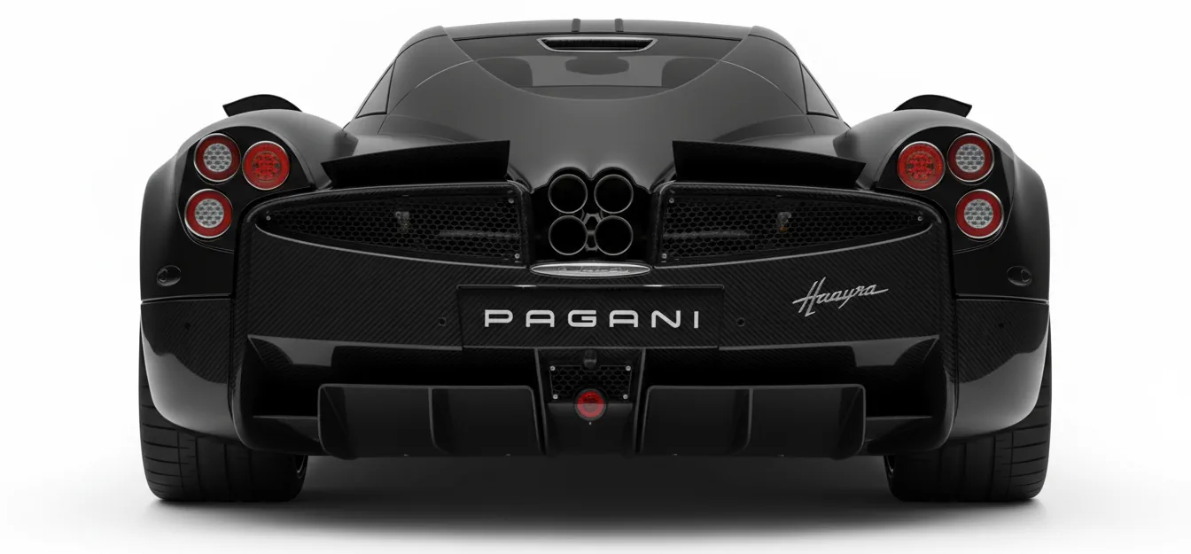 Итальянский спорткар Pagani Huayra Pacchetto Tempesta '2016, вид сзади