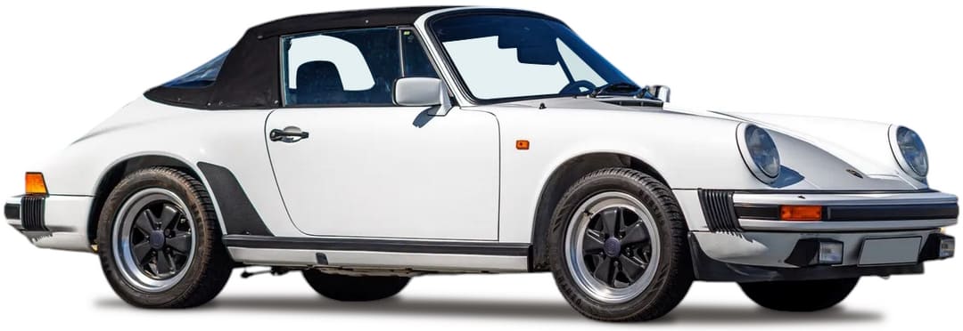 Porsche 911 SC Cabriolet '1983 вид сбоку с поднятым верхом