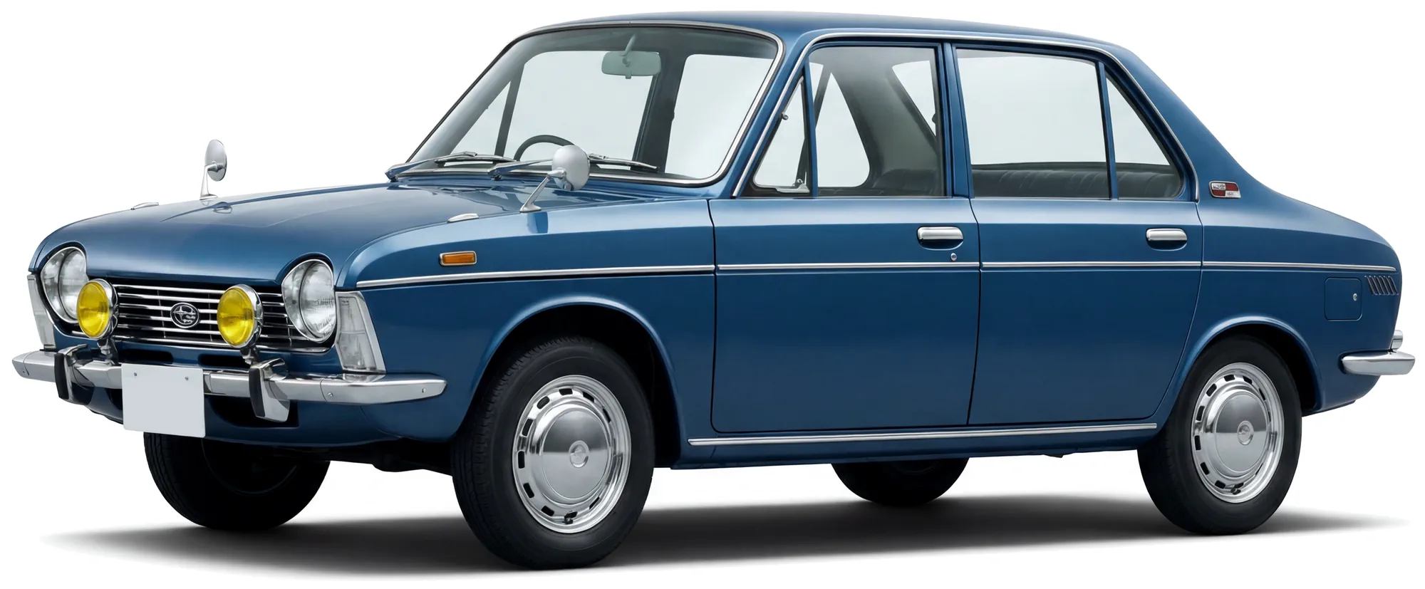 Subaru 1000 седан 1966 — синий — белый фон