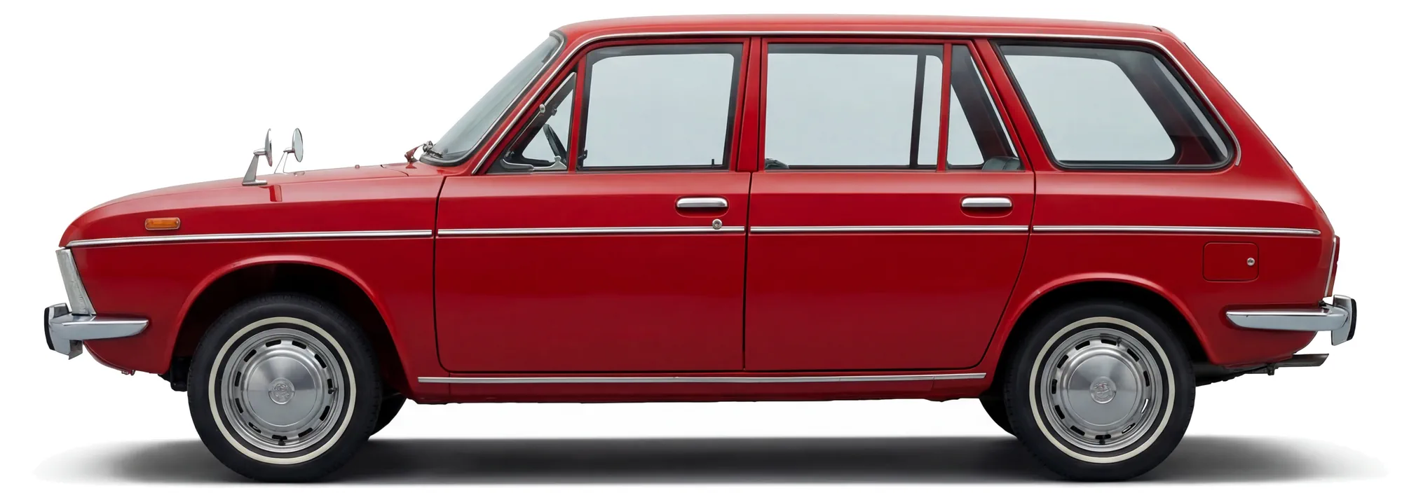Subaru 1000 Van универсал 1967 — красный — белый фон — вид сбоку