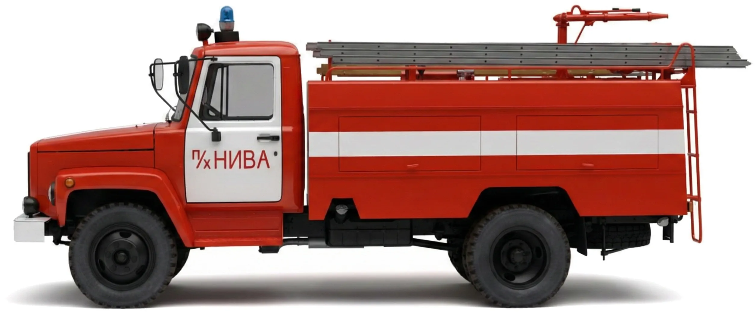 Пожарная машина АЦ-30 (3307)-226 '1990, вид сбоку на белом фоне
