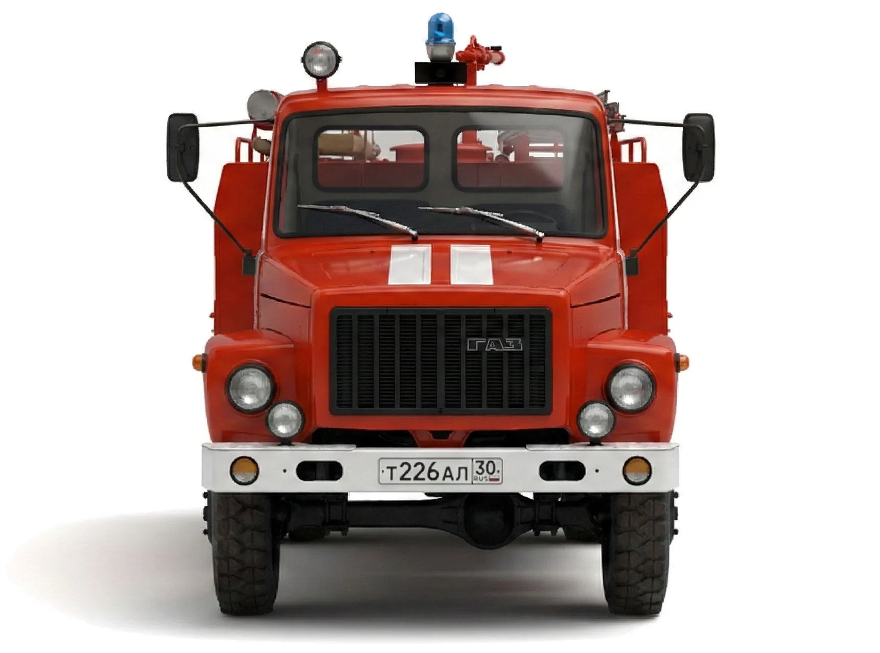 Пожарная машина АЦ-30 (3307)-226 '1990 года, вид спереди, на белом фоне