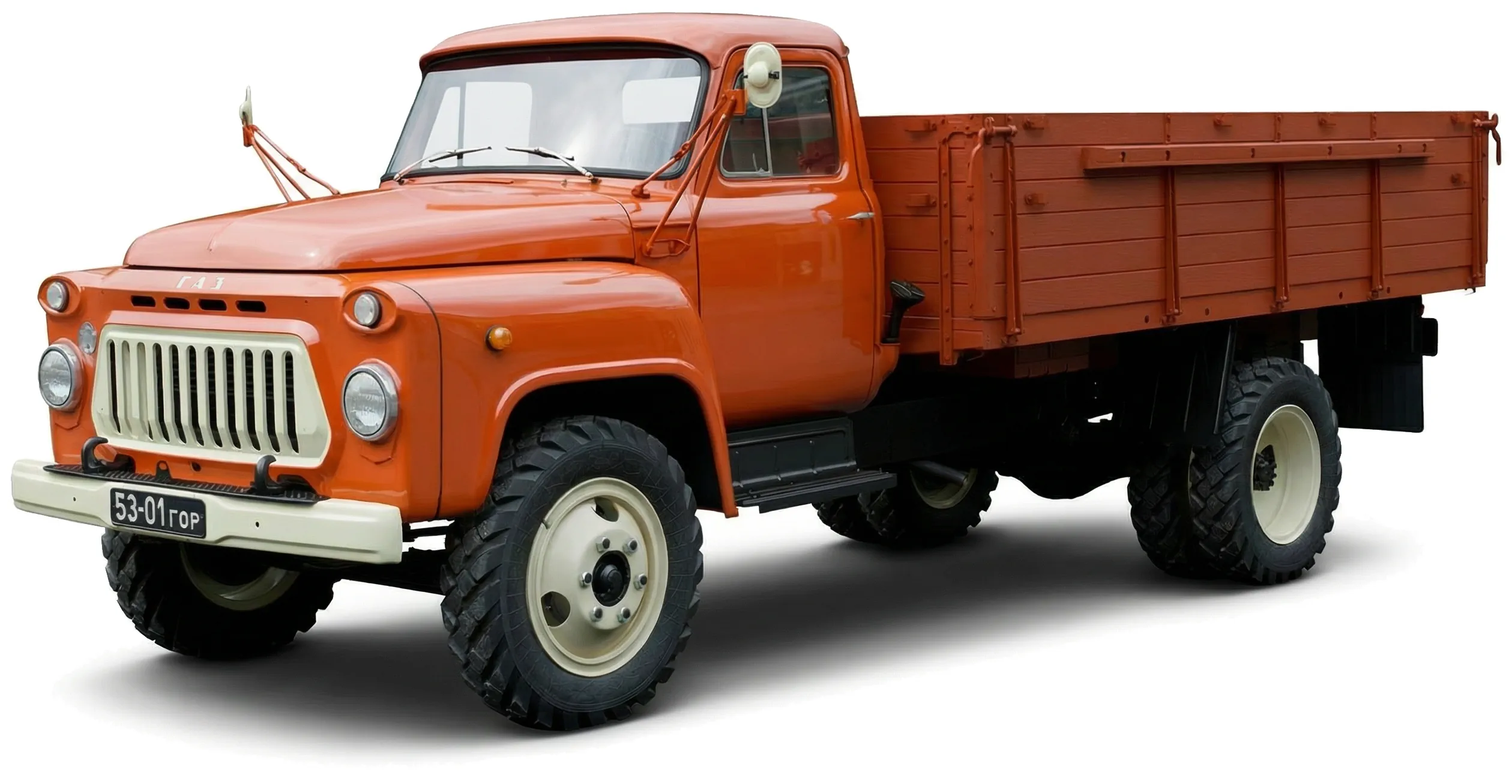 Грузовой автомобиль ГАЗ-53А '1964, вид спереди под углом