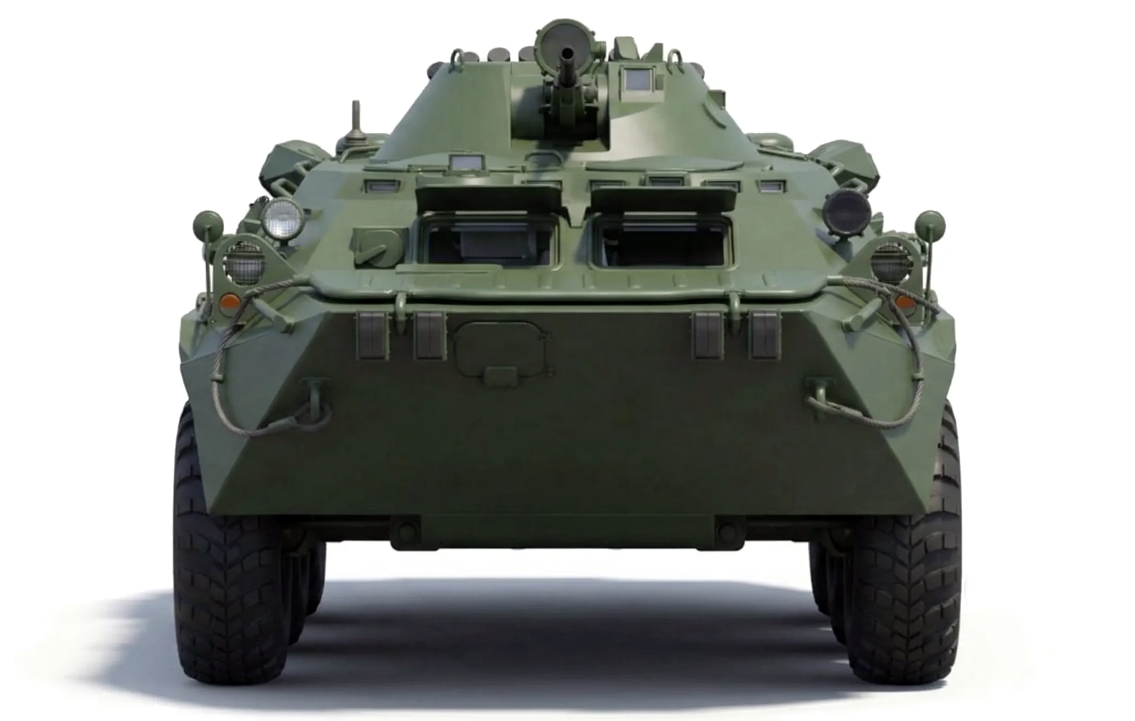 ГАЗ-5903 1984 — БТР-80 — белый фон — военная машина — вид спереди