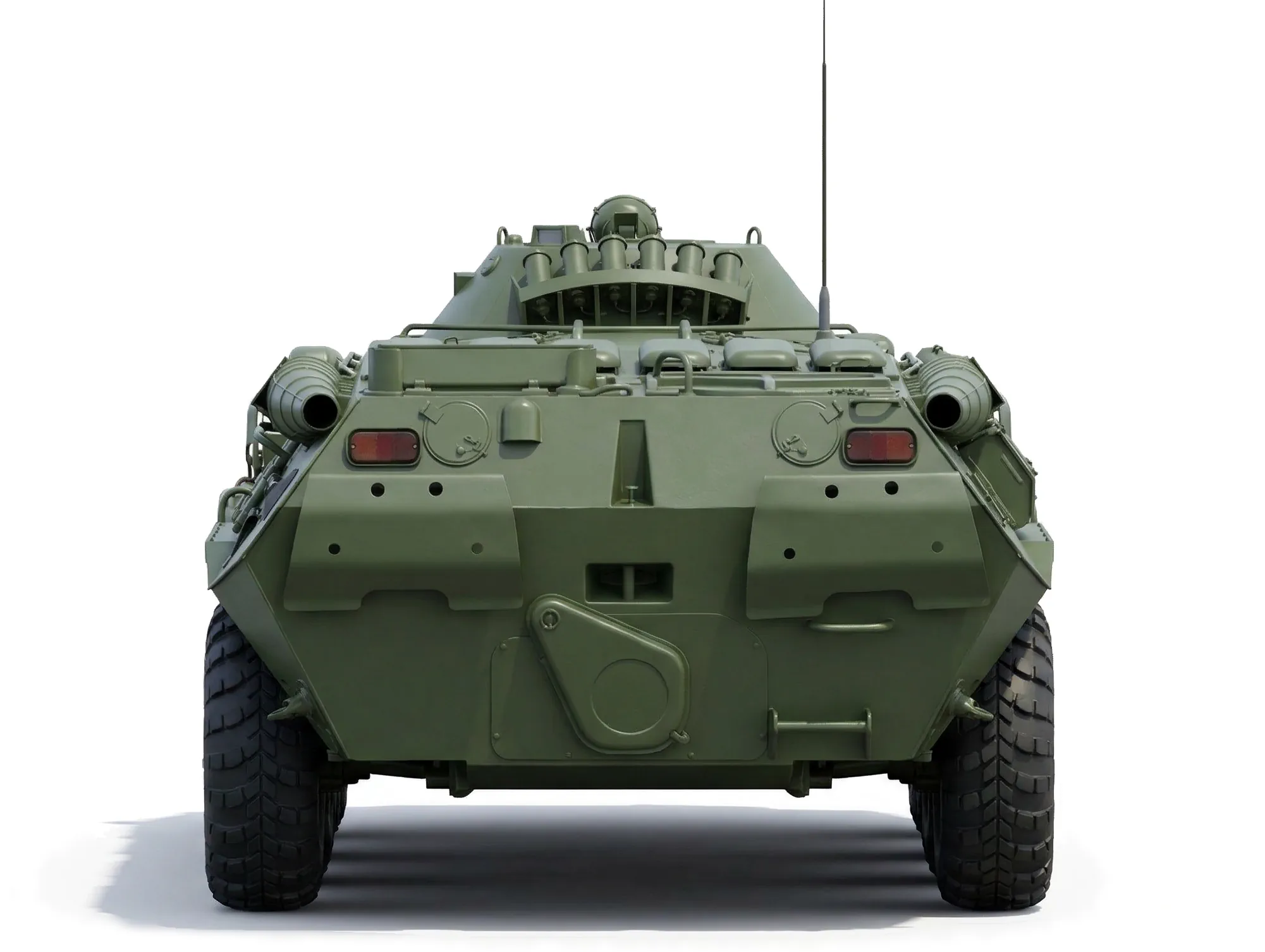 ГАЗ-5903 1984 — БТР-80 — белый фон — военная машина — вид сзади