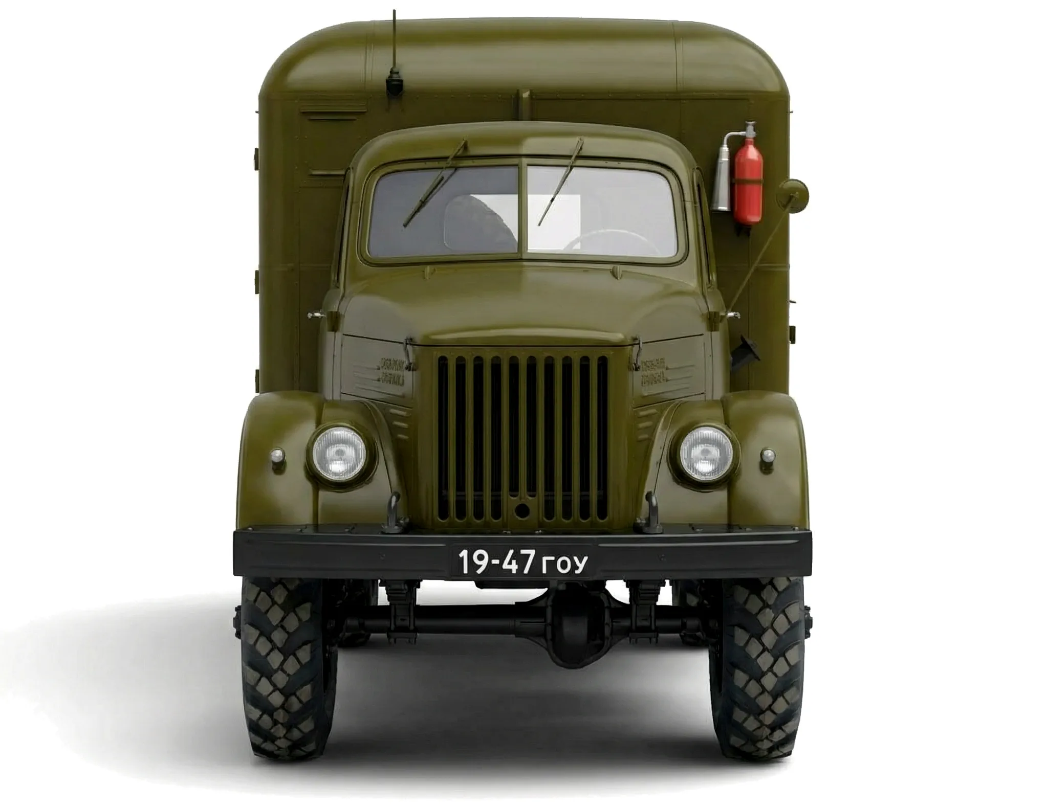 ГАЗ-63 Кунг 1947 — грузовик — белый фон — вид спереди