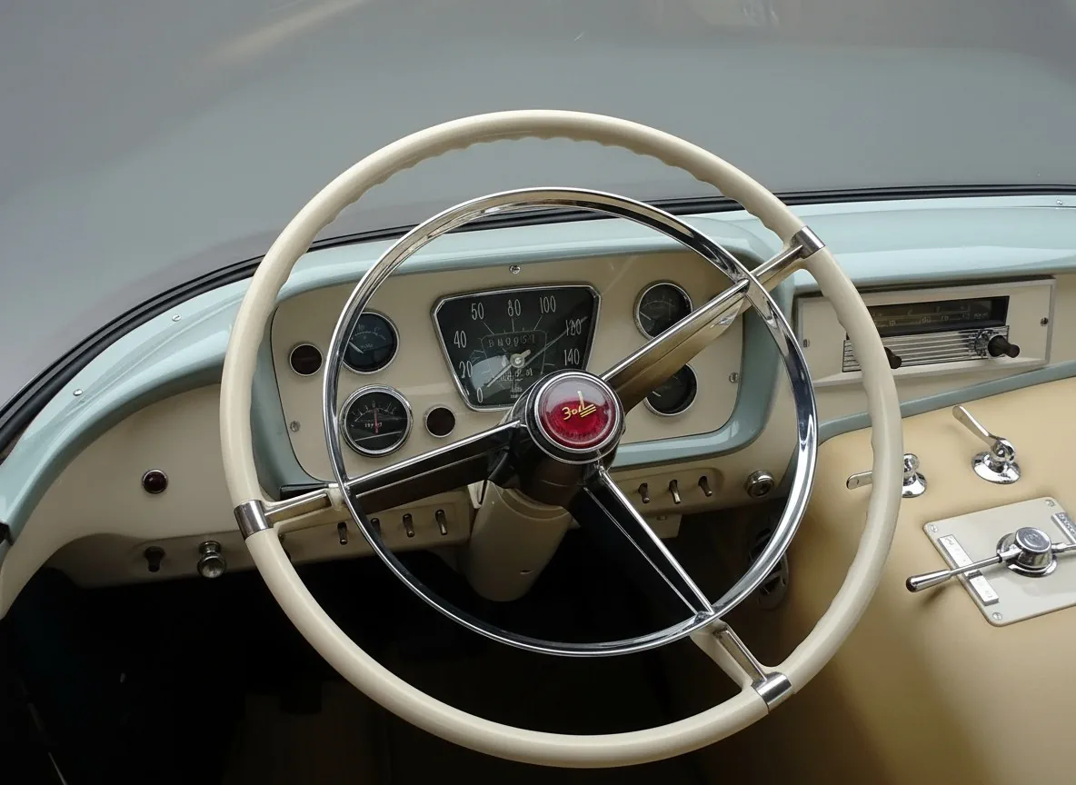 Место водителя в кабине советского автобуса ЗиЛ-118 'Юность' '1962–70