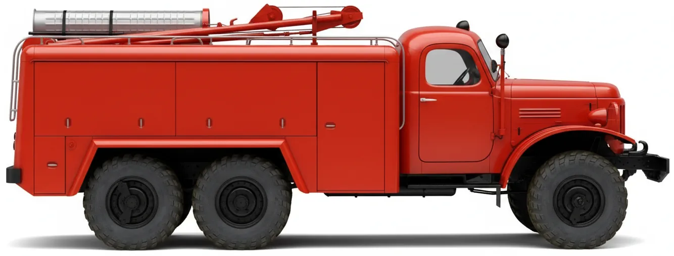 Советская пожарная машина АТ-2(157)-ТА '1961 года, вид сбоку