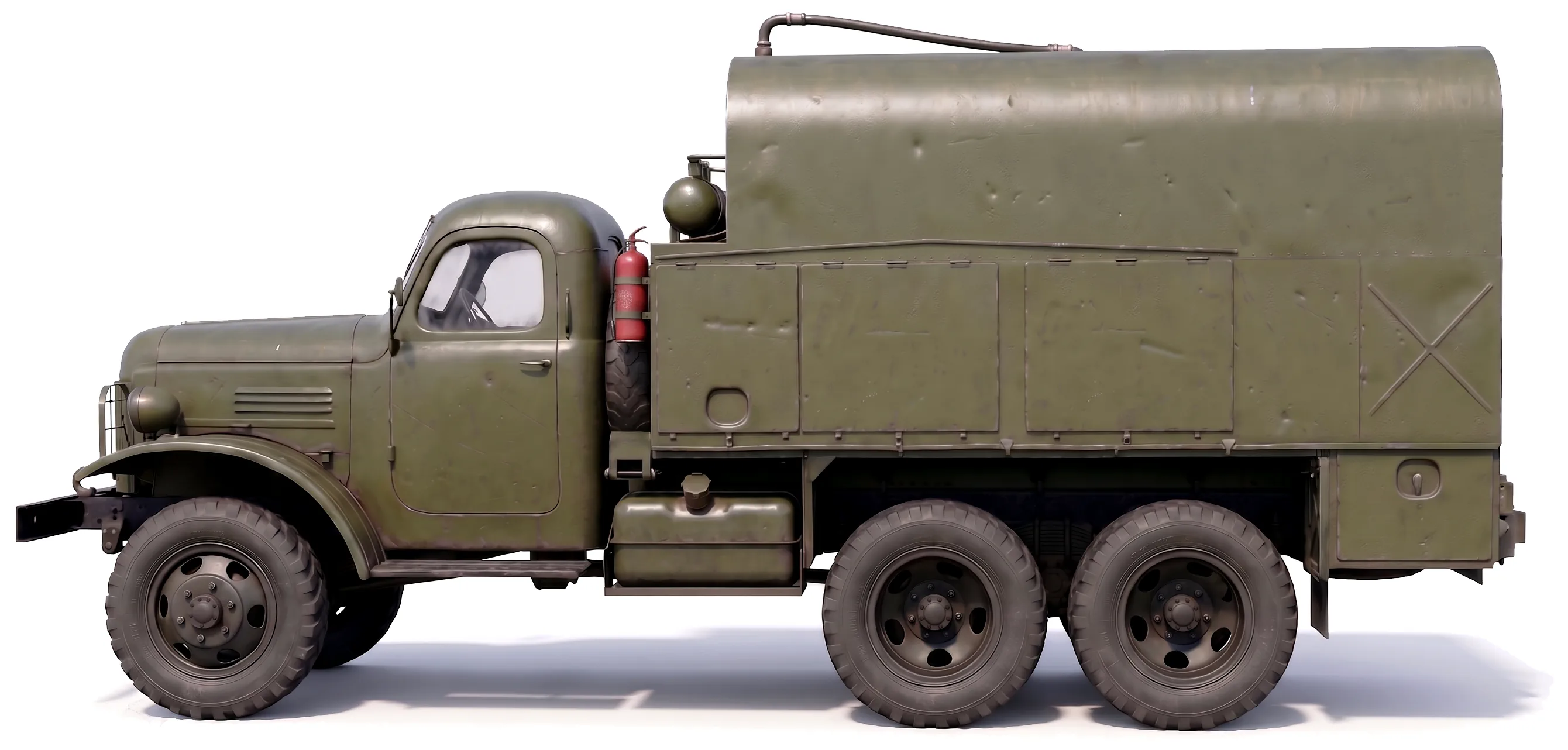 ЗАК-31 на шасси ЗИС-151 — заправщик азотной кислоты — белый фон — вид сбоку