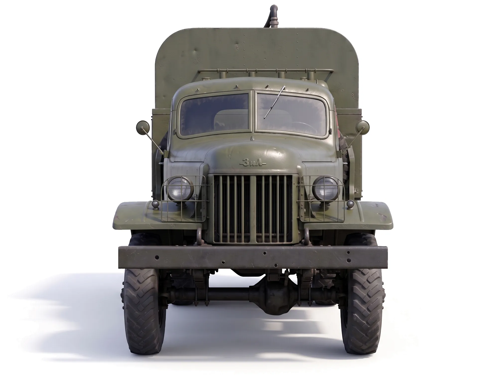 ЗАК-31 на шасси ЗИС-151 — заправщик азотной кислоты — белый фон — вид спереди