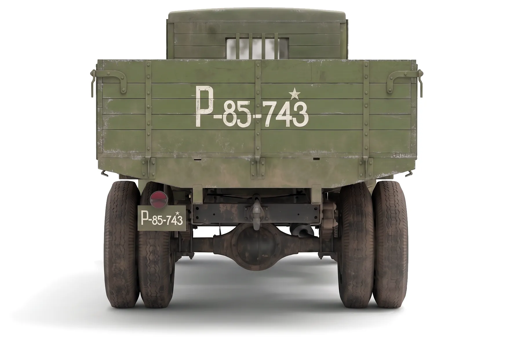 ЗиС-5В 1942 — советский грузовик — белый фон — вид сзади