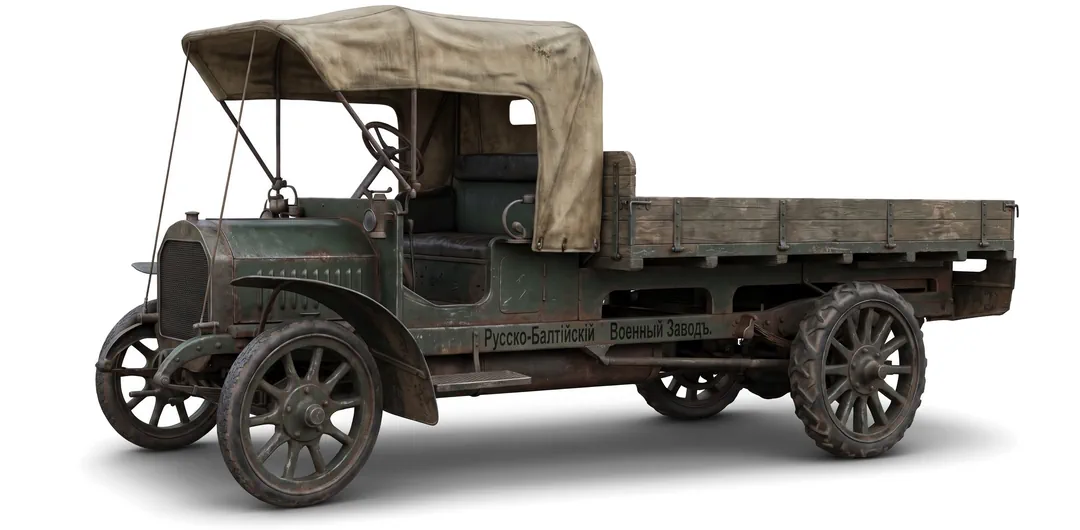 Руссо-Балт L24/30 1911 — старинный грузовик — белый фон