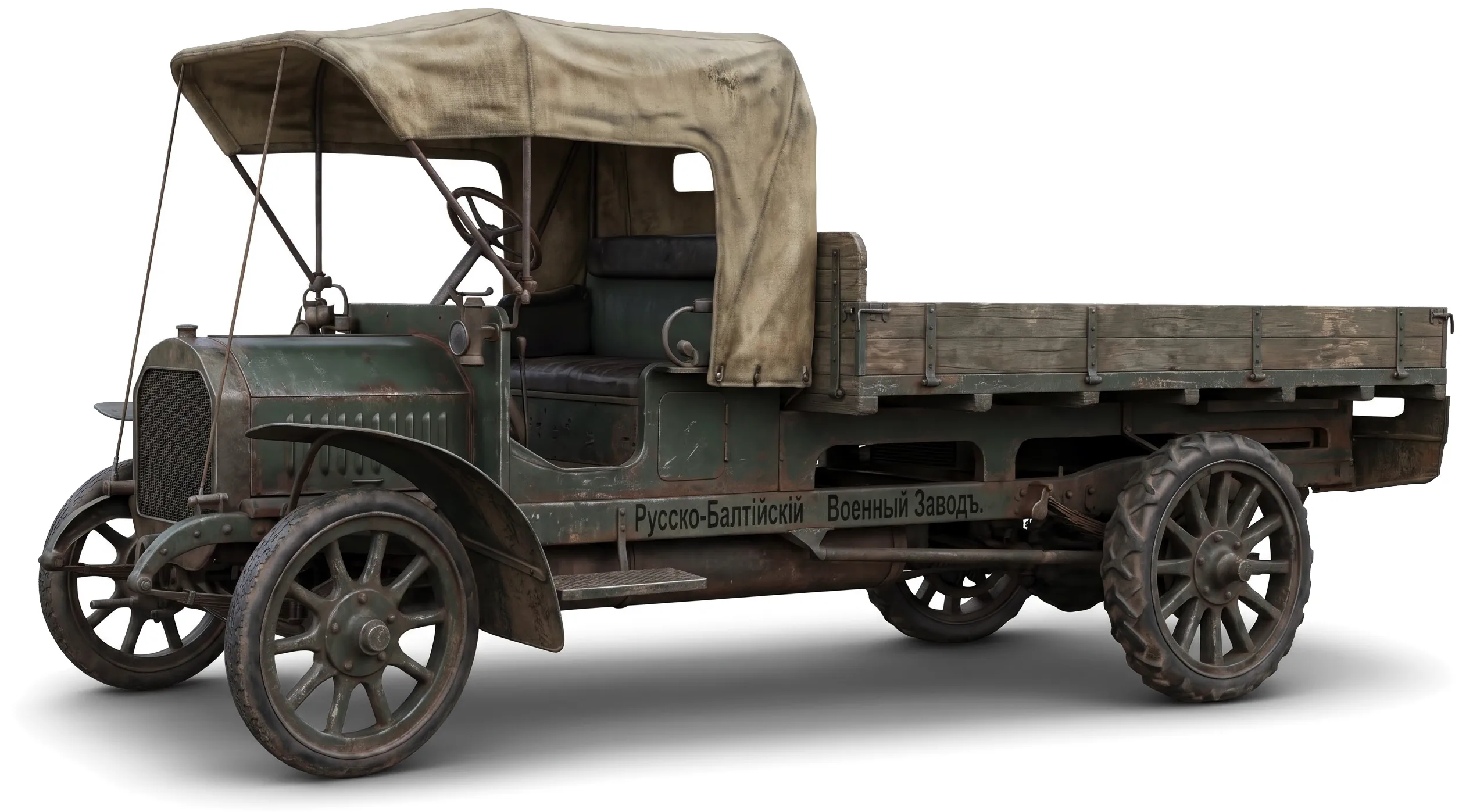 Руссо-Балт L24/30 1911 — старинный грузовик — белый фон